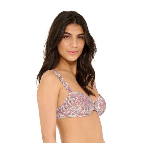 New! FRESHWATER Underwire Bikini Top Sz S Paisley Wide Straps Removable Pads NWT - Picture 3 of 9